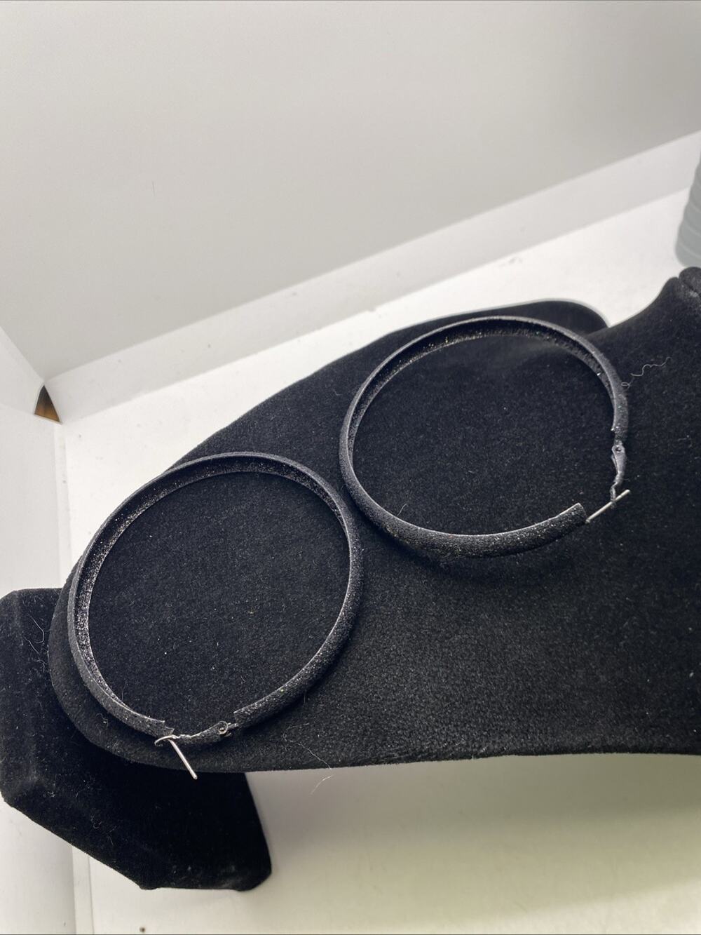 Womens Black Gothic Style Hoop Earrings